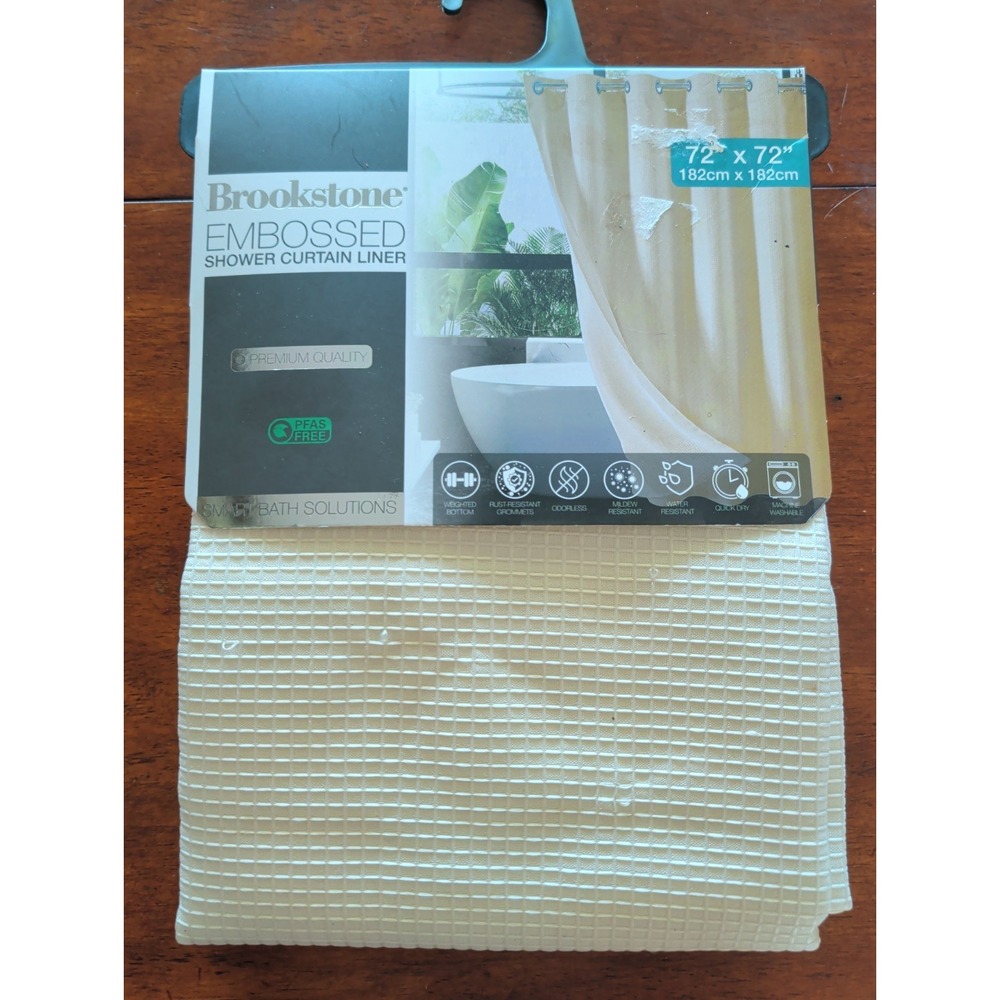 Brookstone Ivory Embossed Fabric Shower Curtain Liner 72 x 72 BKH1817